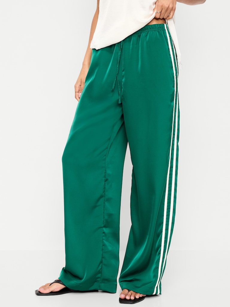 High-Waisted Satin Track Pants