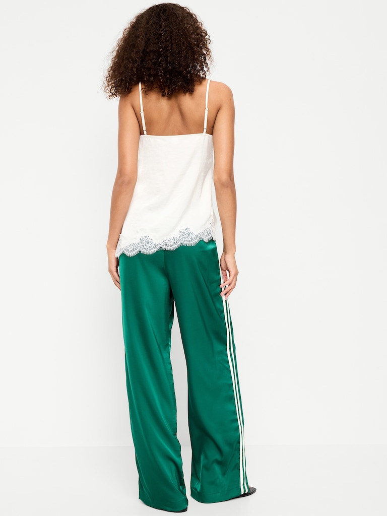 High-Waisted Satin Track Pants