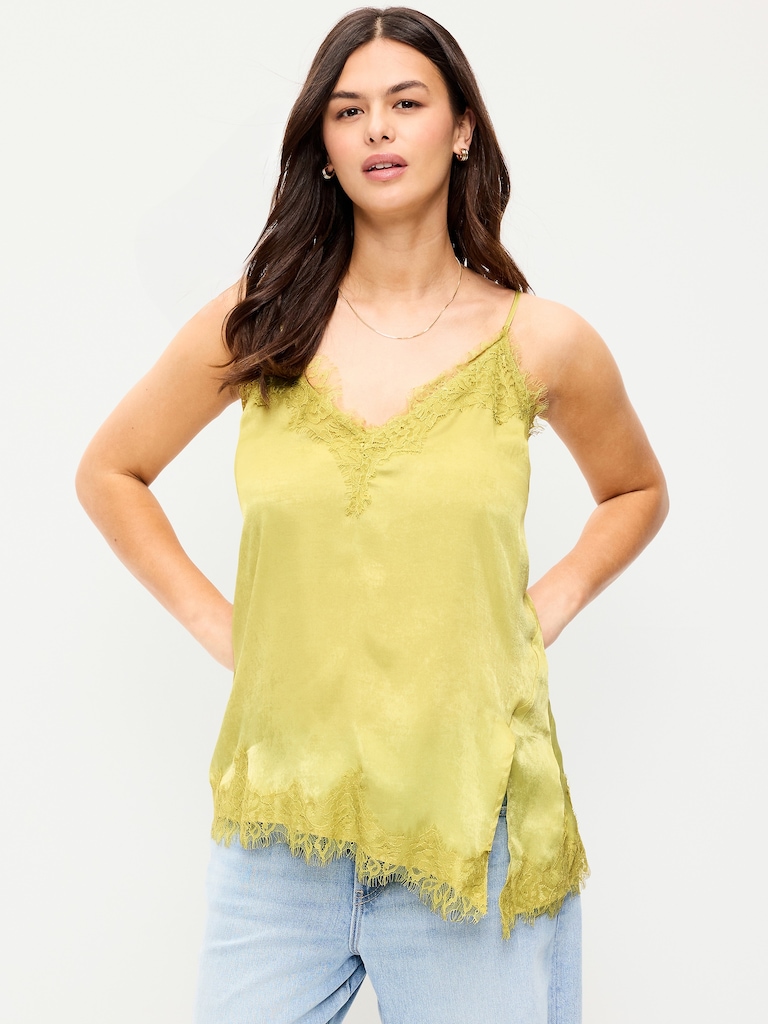 Asymmetrical Lace-Trim Cami Top