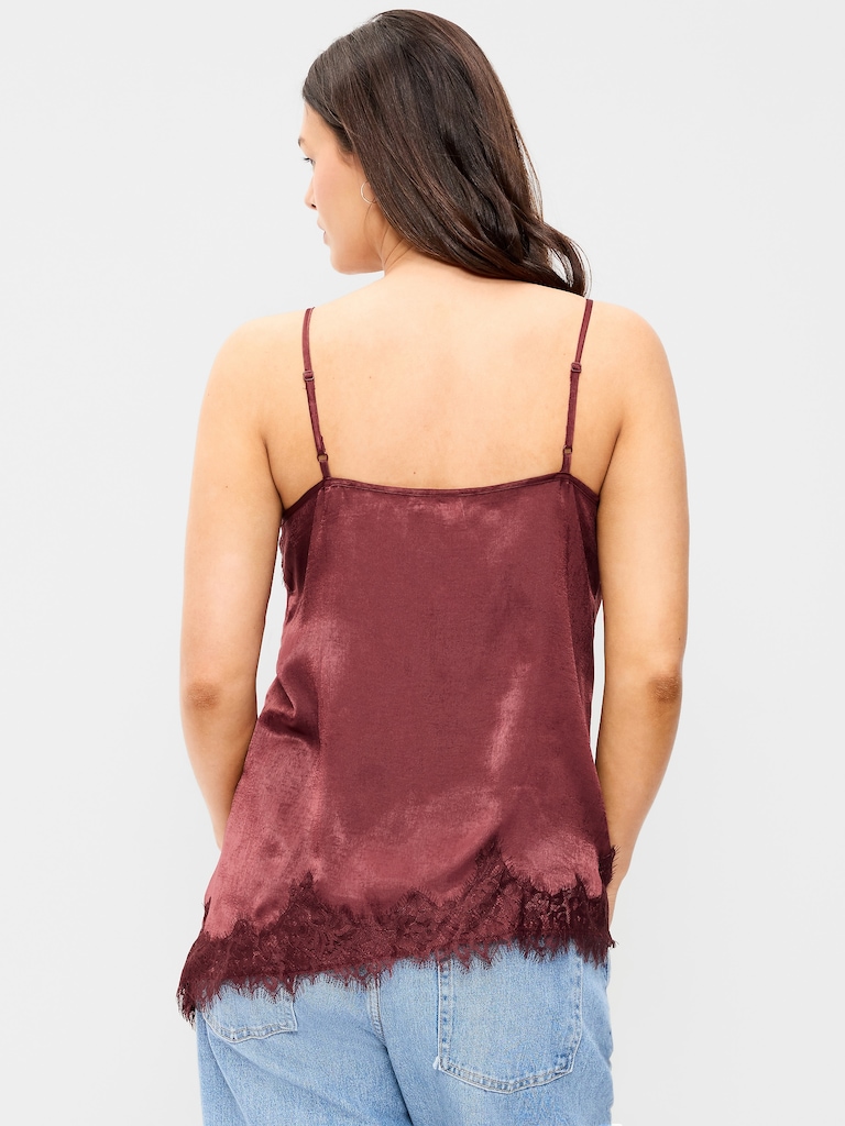 Asymmetrical Lace-Trim Cami Top