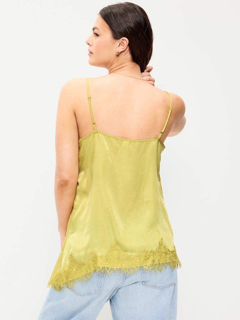 Asymmetrical Lace-Trim Cami Top