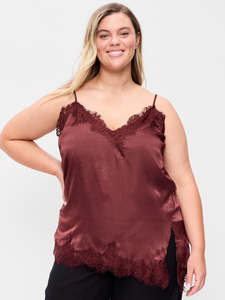 Asymmetrical Lace-Trim Cami Top