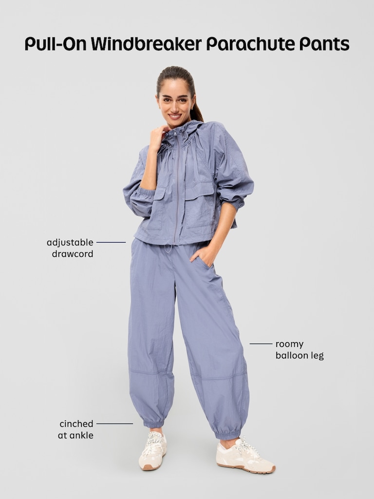 Pantalon parachute coupe-vent à taille élastique