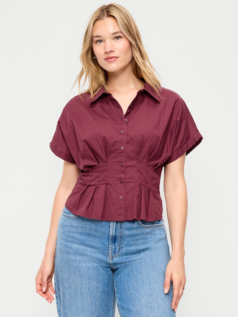Slim-Waisted Button-Down Shirt