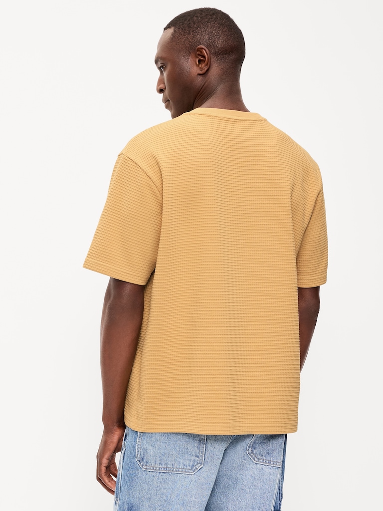 Relaxed Short-Sleeve Textured Waffle T-Shirt