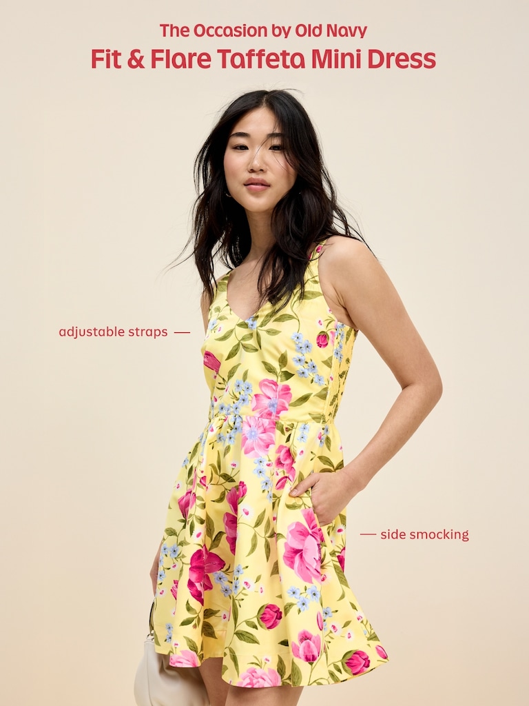 The Occasion by Old Navy Fit & Flare V-Neck Taffeta Mini Dress