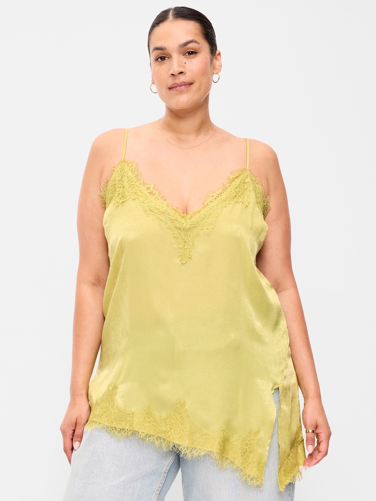 Asymmetrical Lace-Trim Cami Top