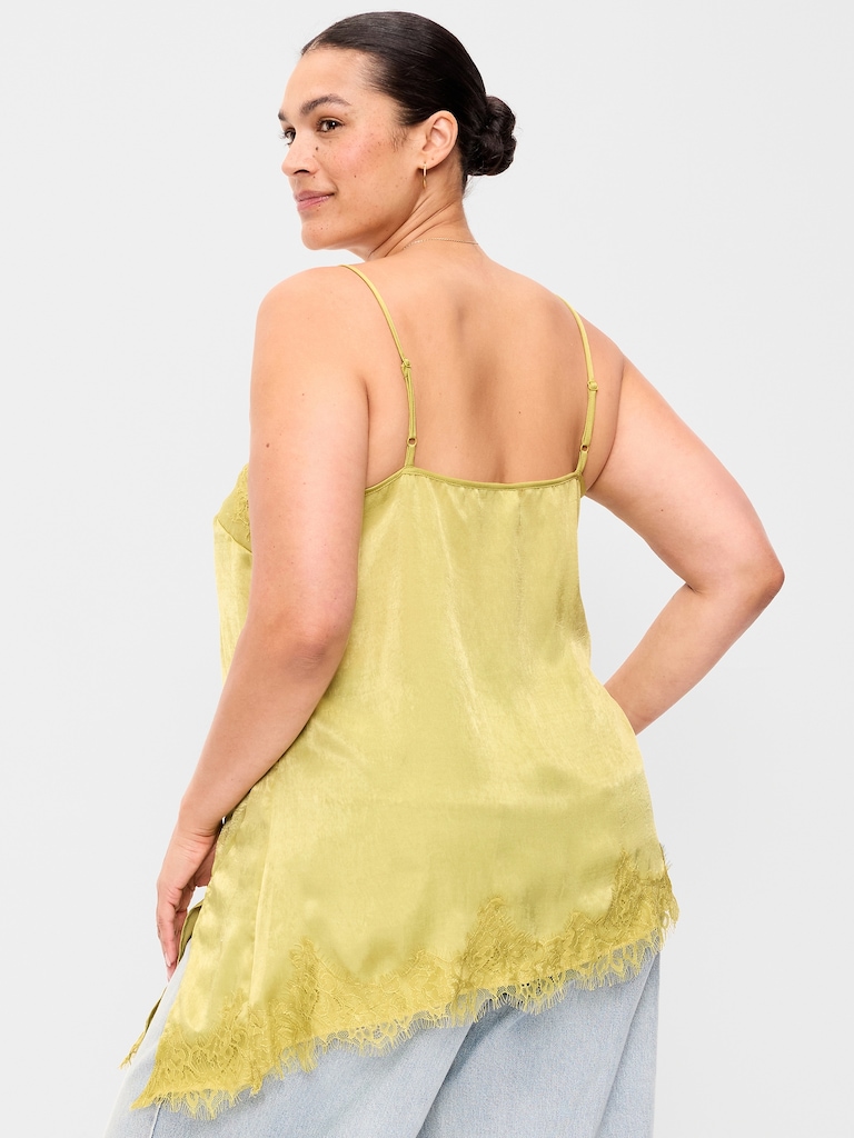 Asymmetrical Lace-Trim Cami Top