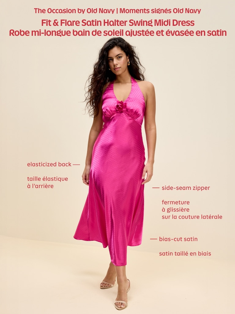 Robe bain de soleil mi-longue ajustée et évasée en satin