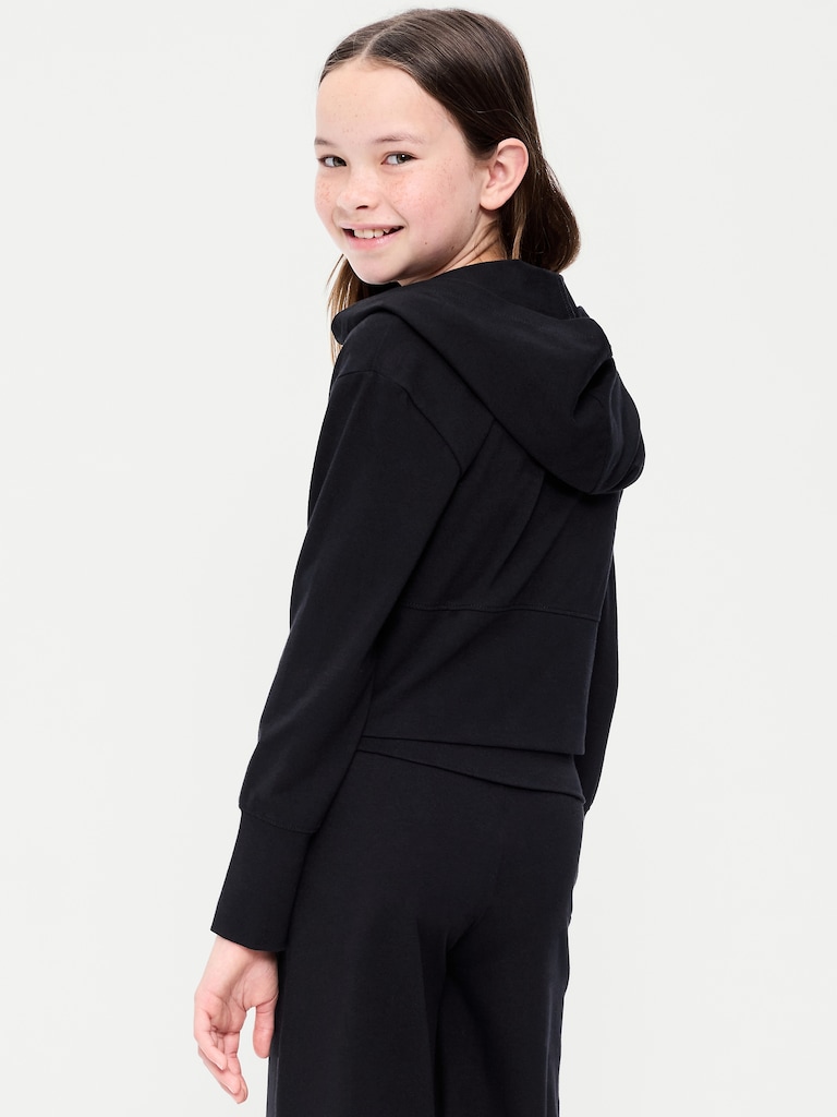 Fitted Cropped 2-Way-Zip Hoodie for Girls