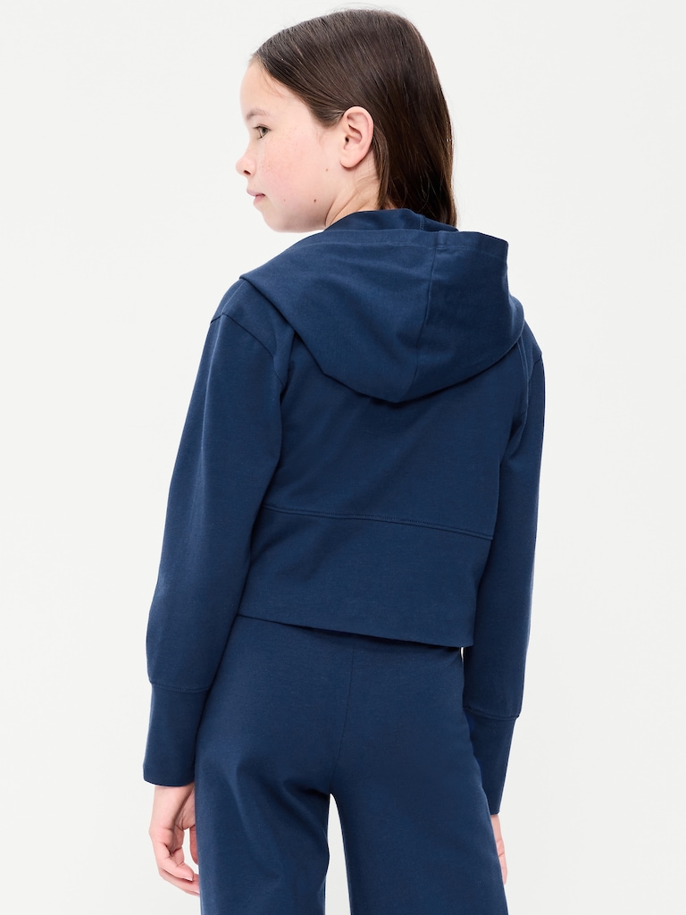 Fitted Cropped 2-Way-Zip Hoodie for Girls