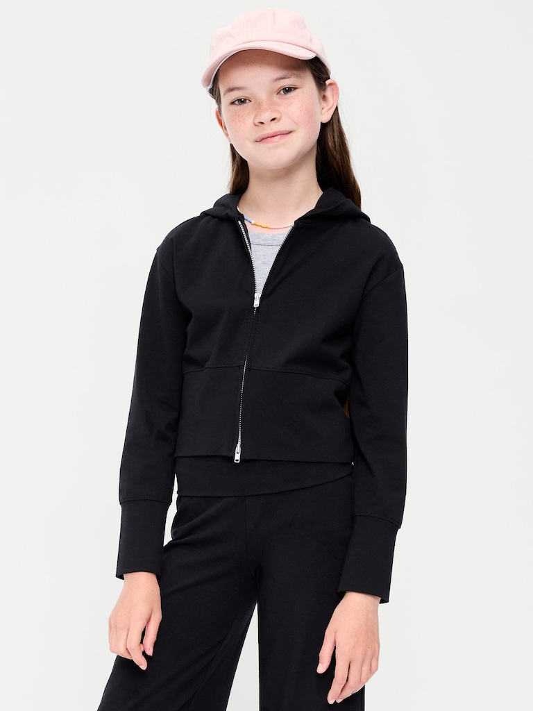 Fitted Cropped 2-Way-Zip Hoodie for Girls