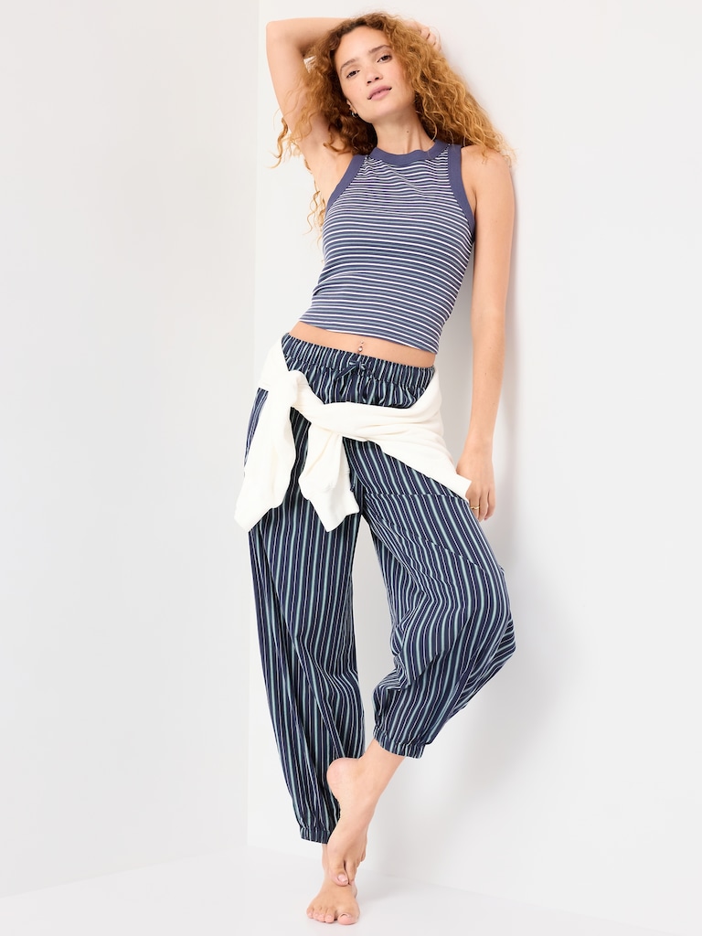 Cinched Poplin Balloon Pants