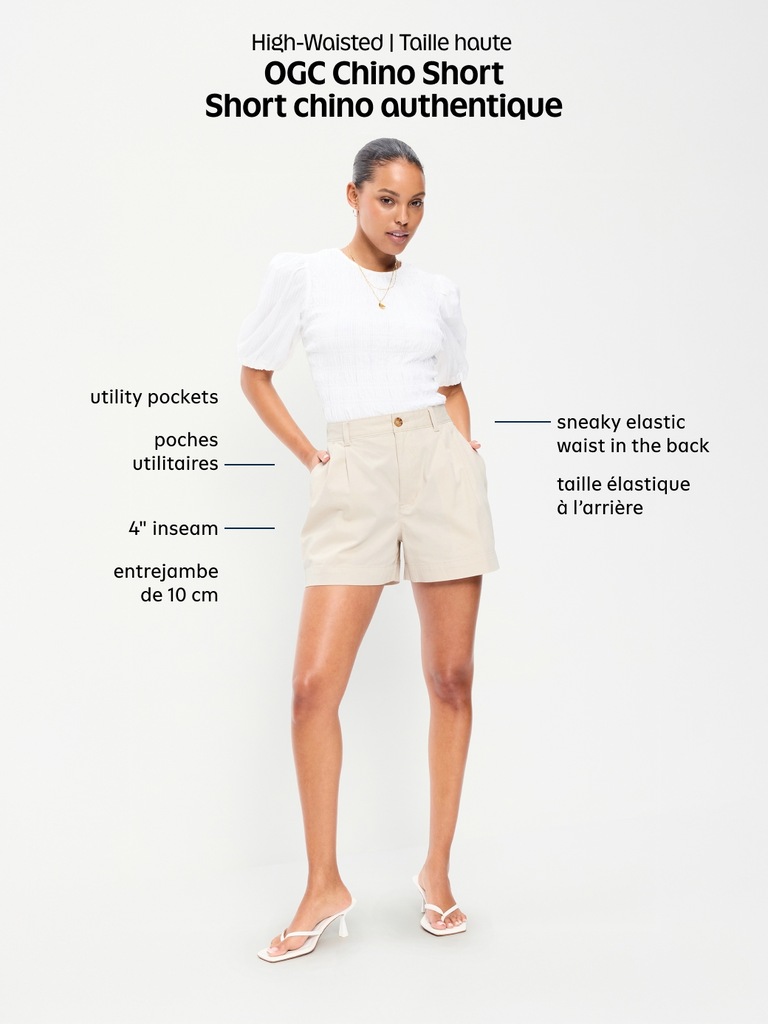 High-Waisted OGC Chino Shorts -- 4-inch inseam