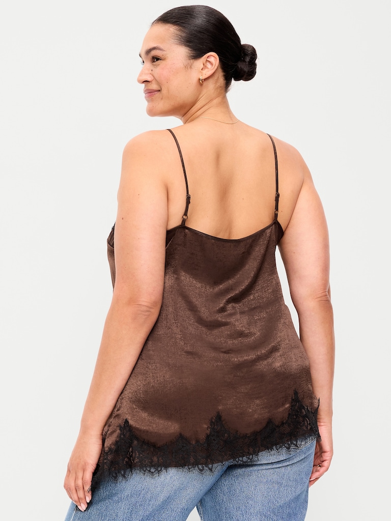 Asymmetrical Lace-Trim Cami Top