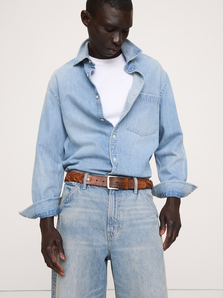 Ceinture en cuir repoussé tressé