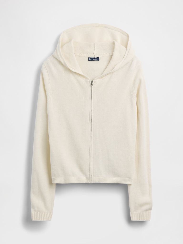 100% Cotton Relaxed Zip Sweater Hoodie