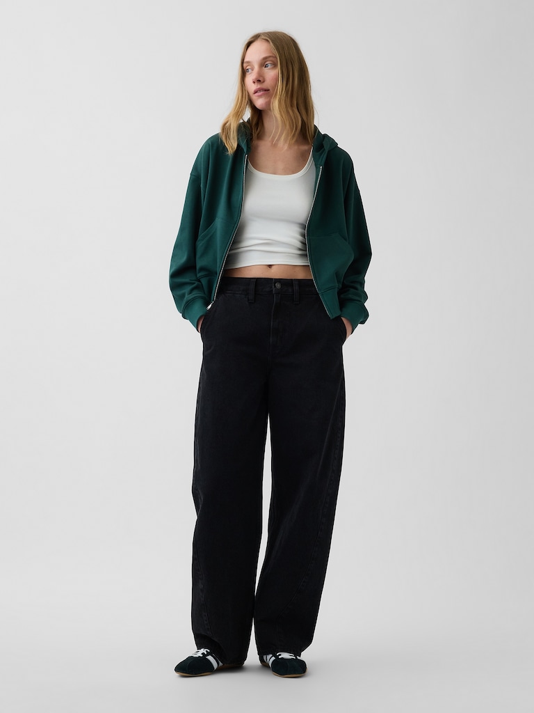 VintageSoft Terry Oversized Wedge Zip Hoodie
