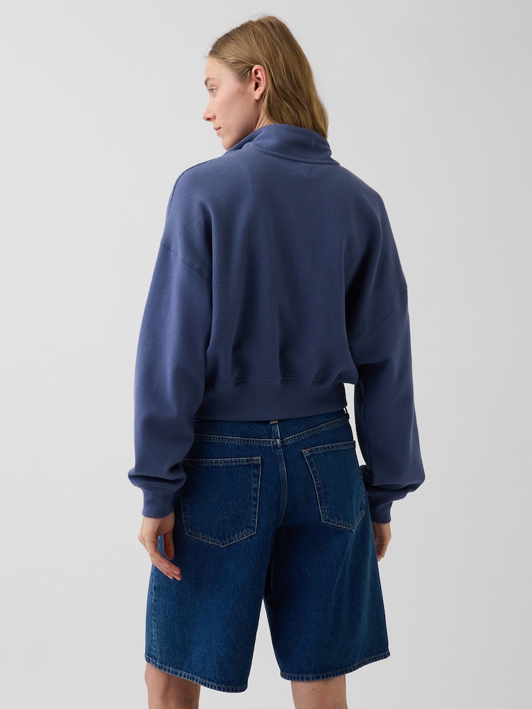 Textured Cotton Oversized Half-Zip Pullover