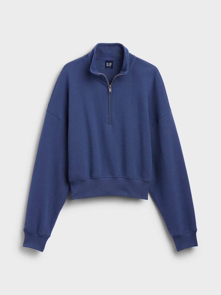 Textured Cotton Oversized Half-Zip Pullover