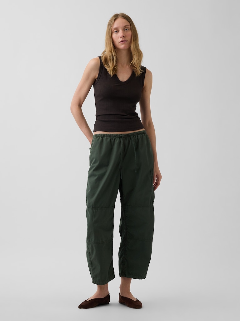 Mid Rise Twill Easy Barrel Utility Pants