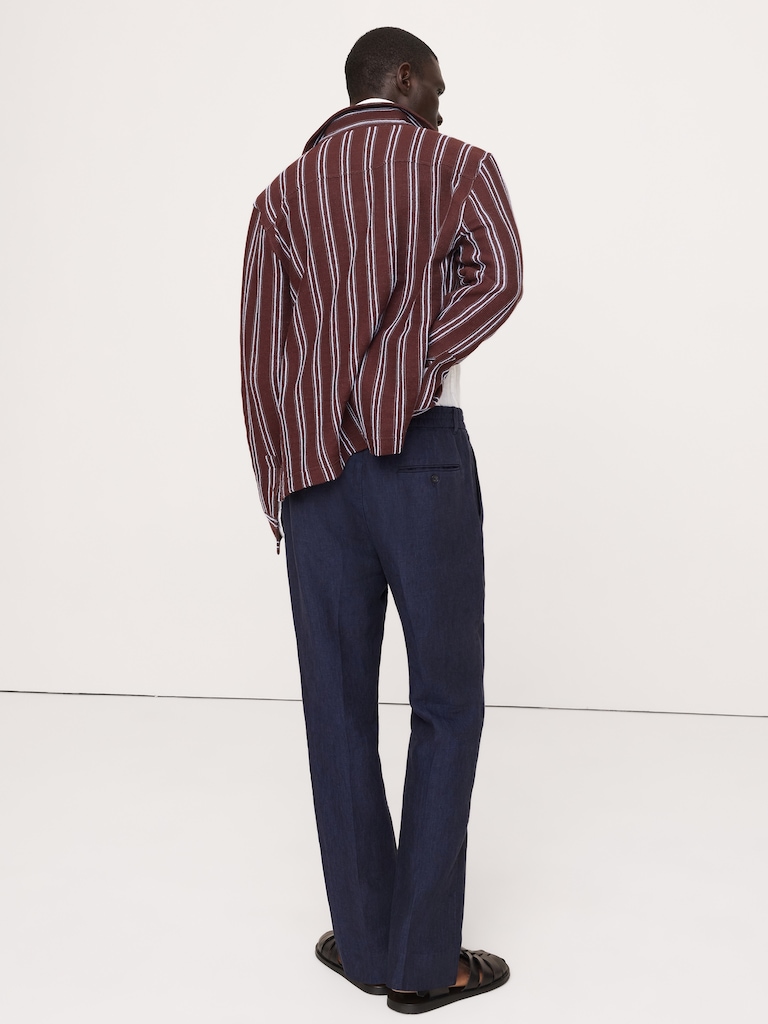 Straight Linen Pull-On Dress Pant