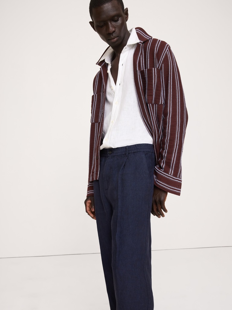 Straight Linen Pull-On Dress Pant