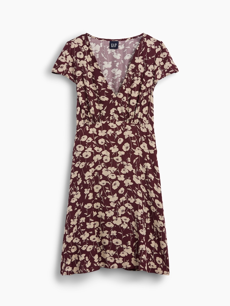 V-Neck Print Mini Dress