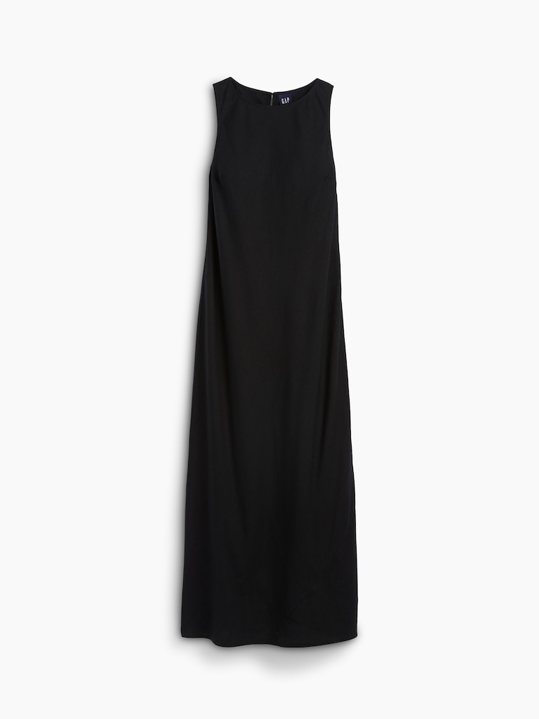 Linen-Blend Maxi Shift Dress