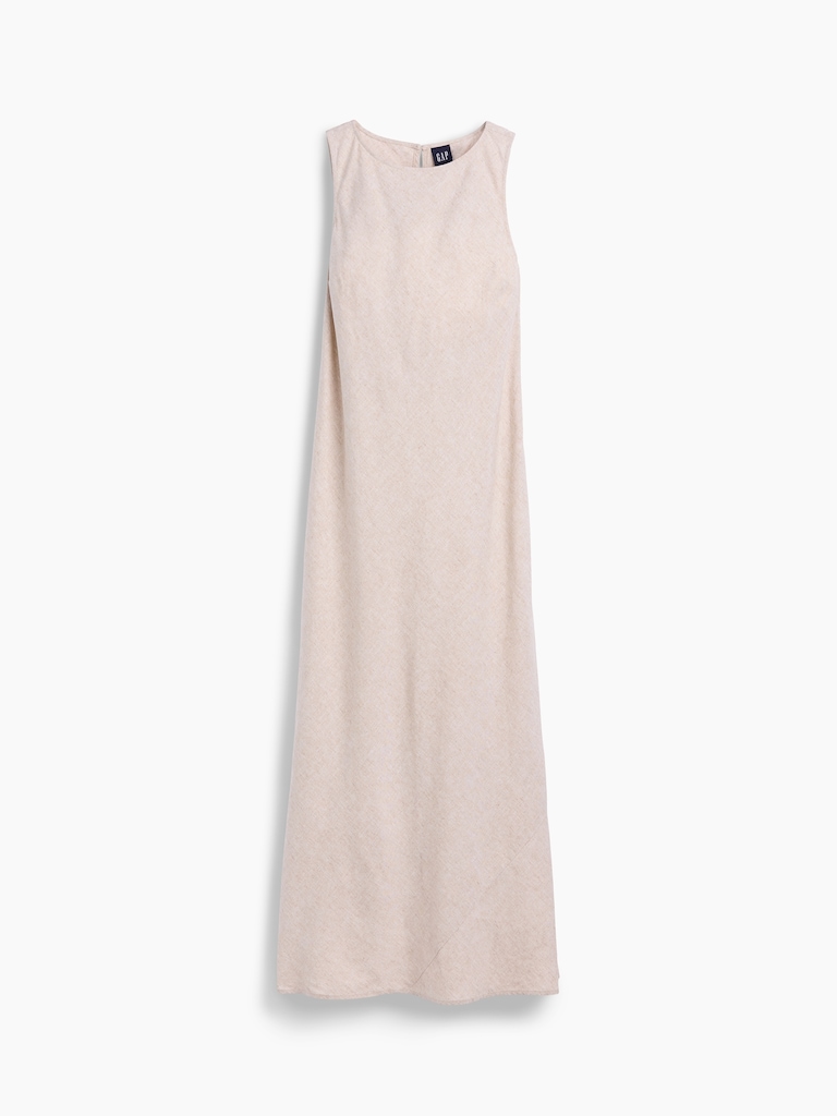 Linen-Blend Maxi Shift Dress