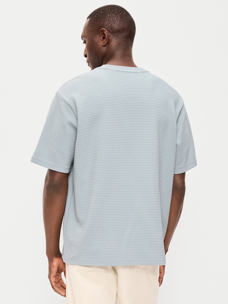Relaxed Short-Sleeve Textured Waffle T-Shirt