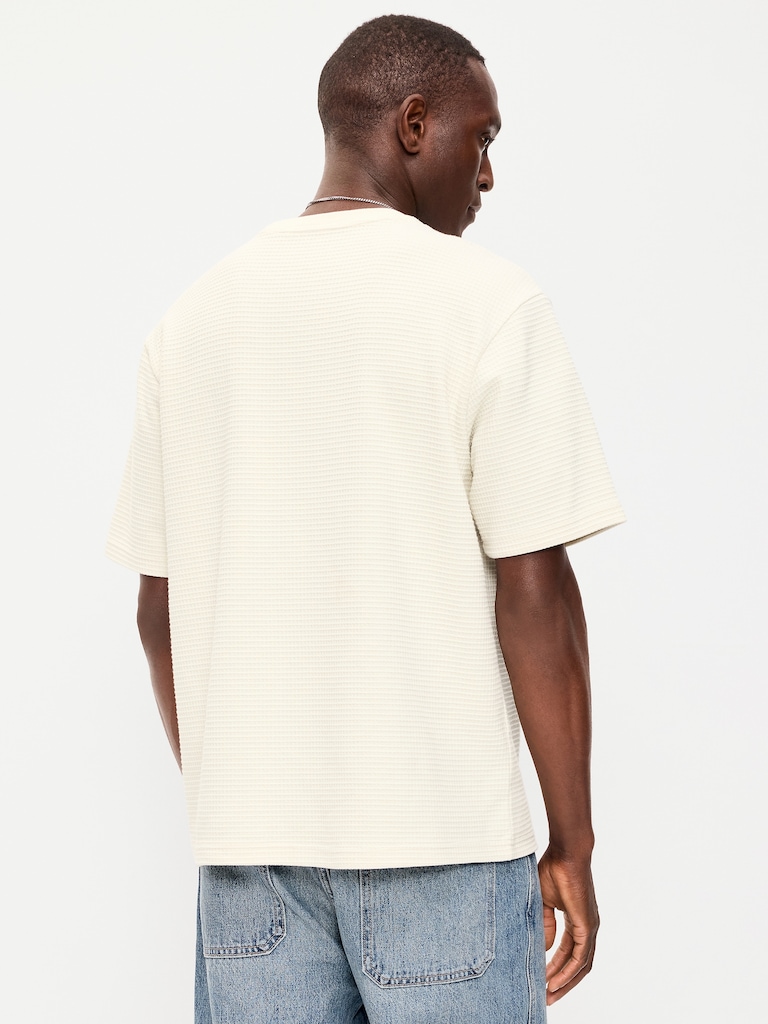 Relaxed Short-Sleeve Textured Waffle T-Shirt