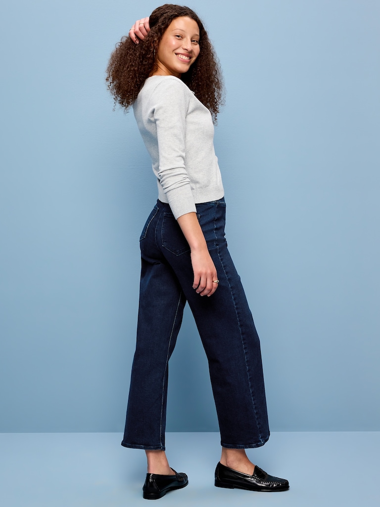 High-Waisted Weekender Pull-On Crop Wide-Leg Jeans