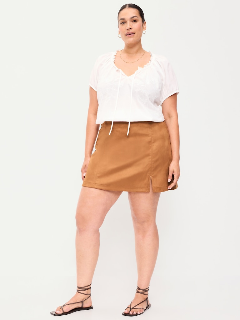 Faux-Suede Mini Skirt