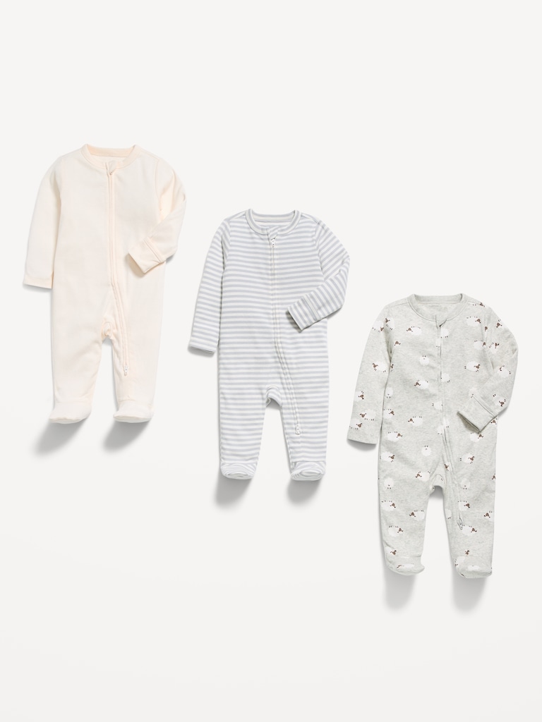 2-Way-Zip Sleep & Play Footed One-Piece 3-Pack for Baby