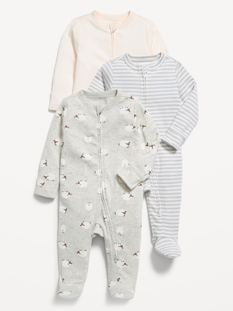 2-Way-Zip Sleep & Play Footed One-Piece 3-Pack for Baby