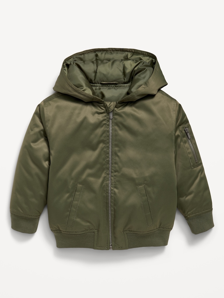 Blouson d’aviateur surdimensionné hydrorésistant en satin pour tout-petit