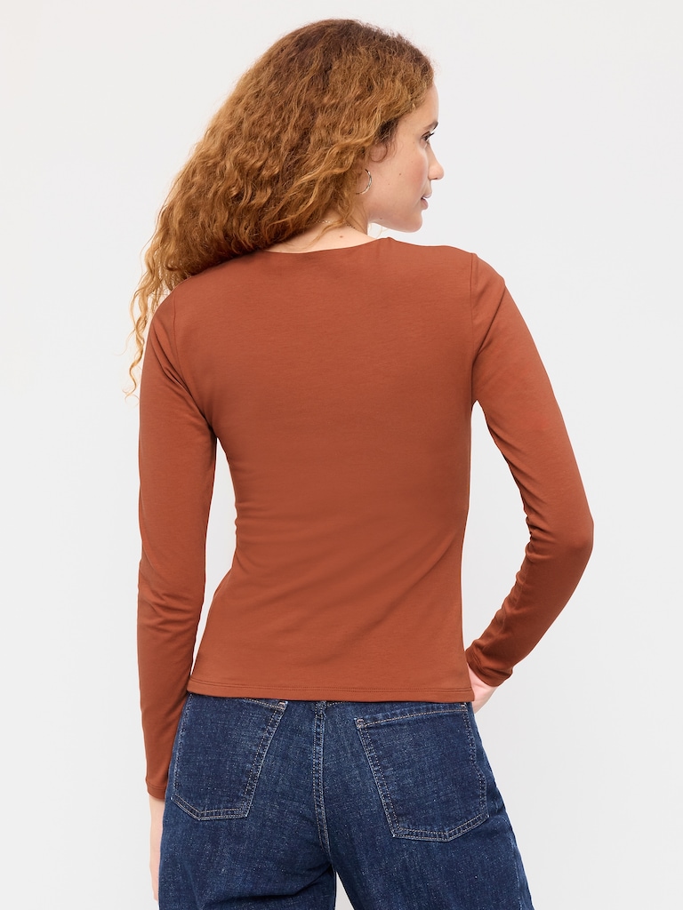 Hug Double-Layer Crew-Neck Long-Sleeve Top
