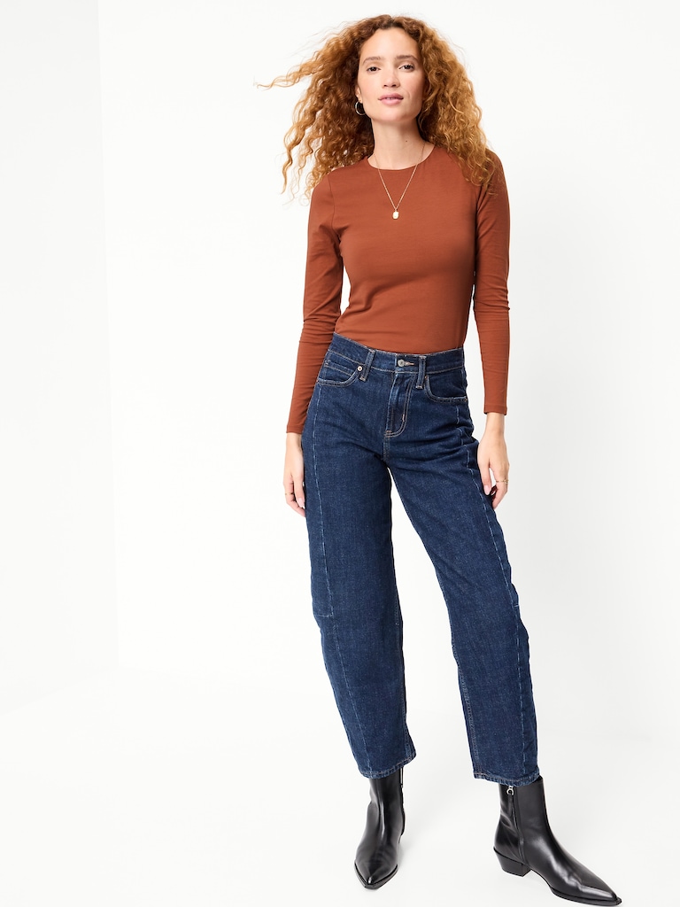 Hug Double-Layer Crew-Neck Long-Sleeve Top