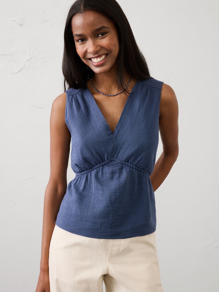 Gauze V-Neck Top