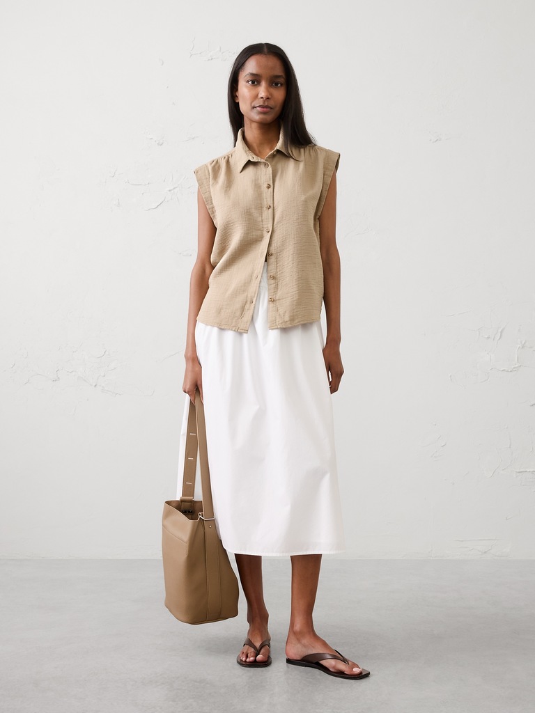 Gauze Soft-Gathered Shirt
