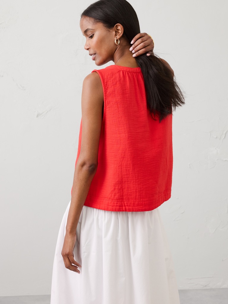Gauze Shirred Shirt