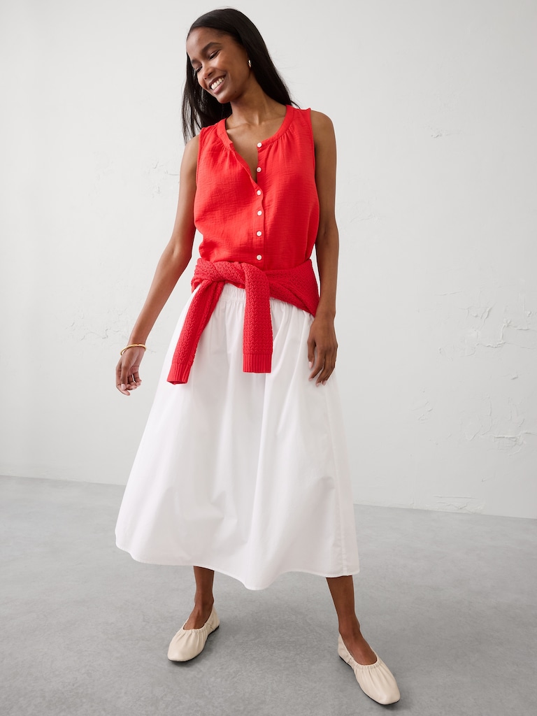 Gauze Shirred Shirt