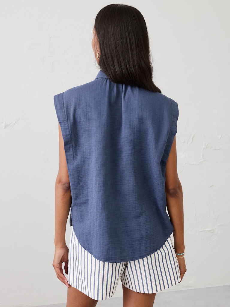 Gauze Soft-Gathered Shirt