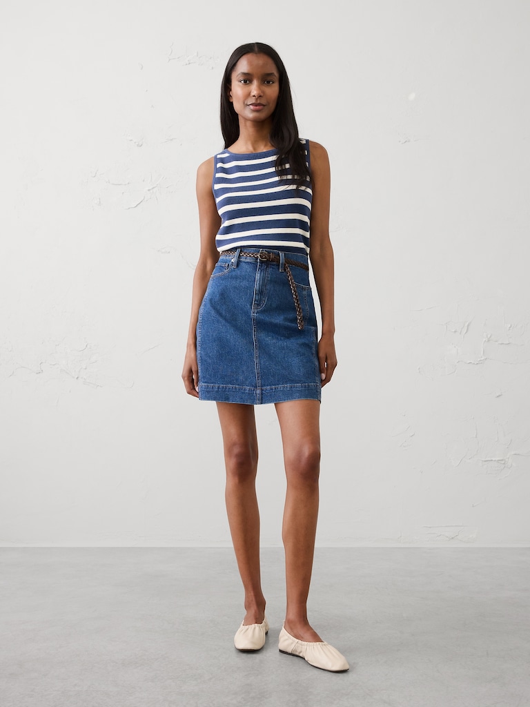 Denim Pieced Utility Mini Skirt