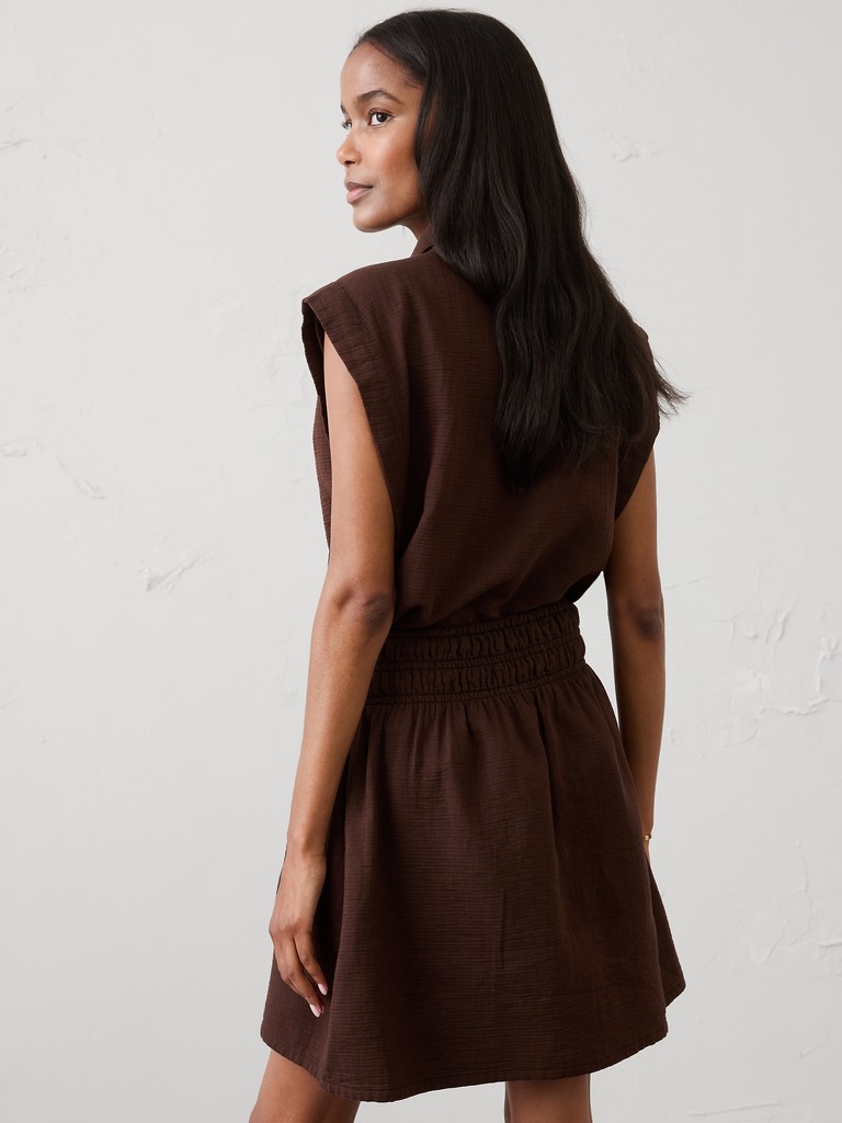 Gauze Smocked-Waist Mini Skirt