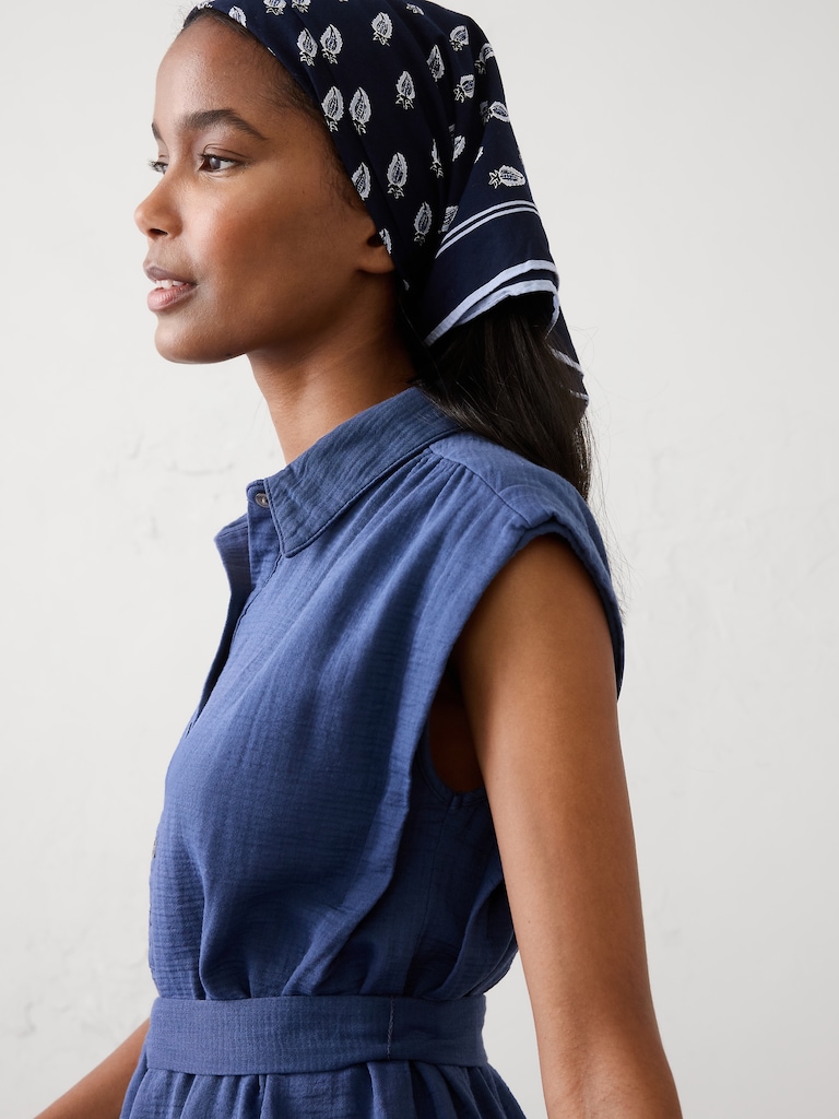 Gauze Above-Knee Shirtdress