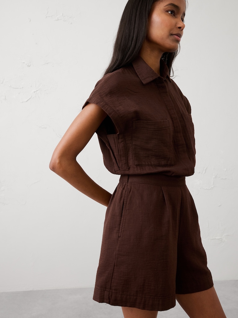 Gauze Pocketed Romper