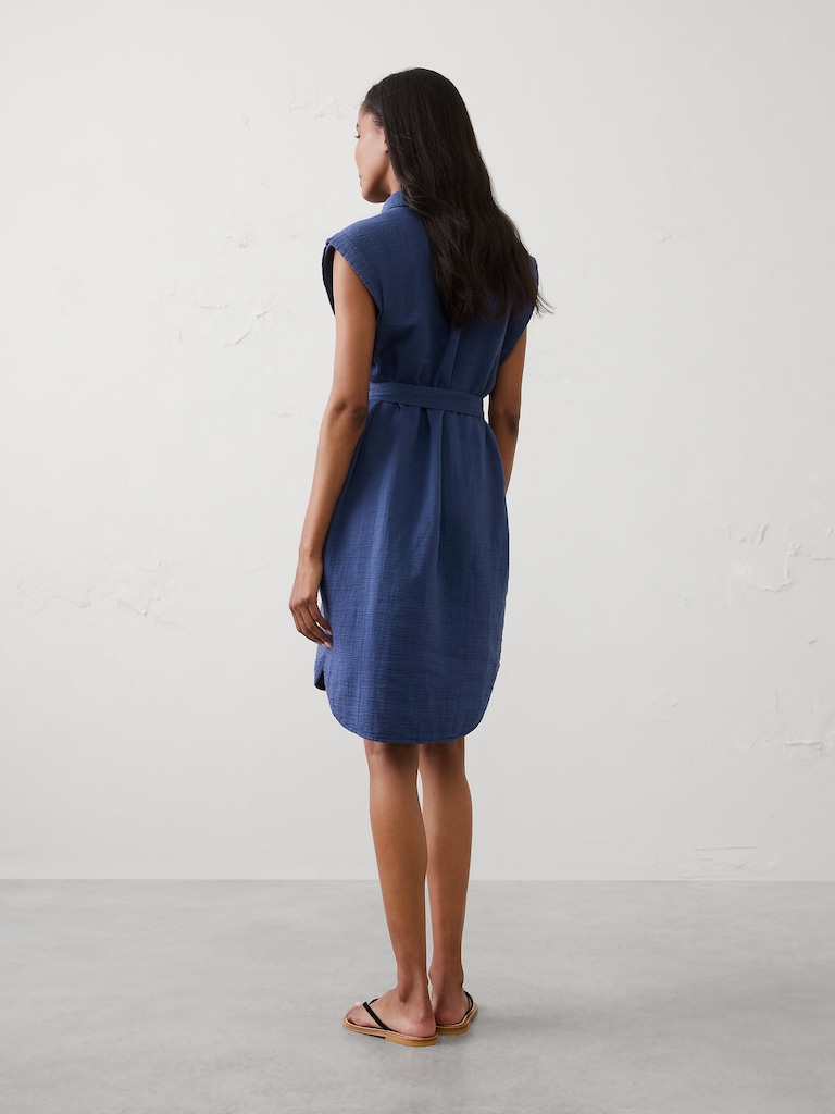 Gauze Above-Knee Shirtdress