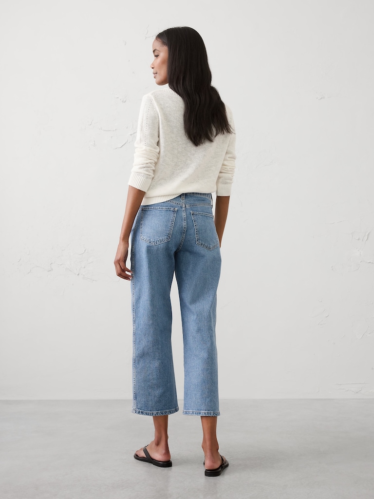 Straight-Leg High-Rise Pieced Cropped Jean